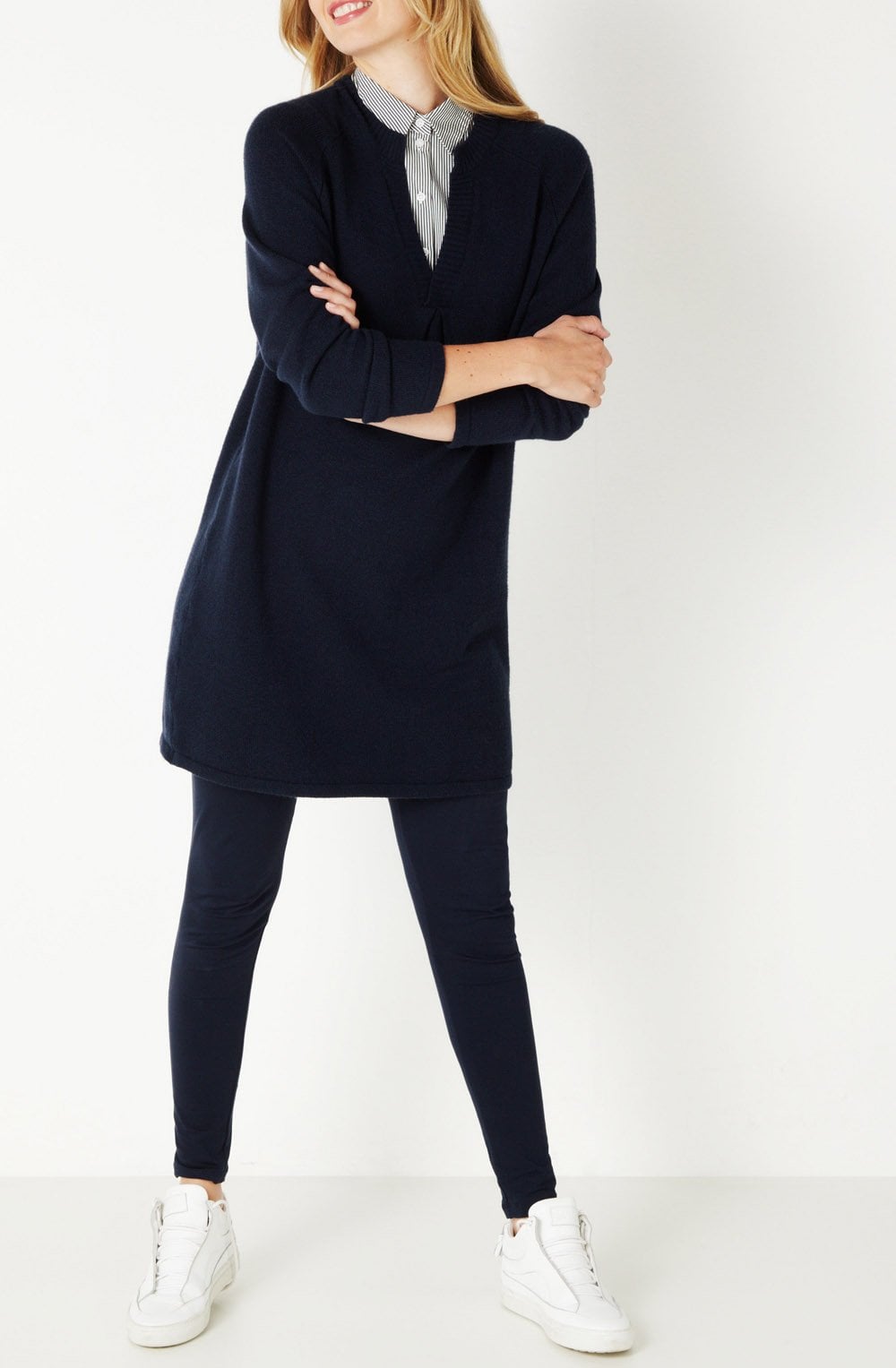 Navy Long Line Sweater