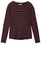 Navy & Orange Striped Top
