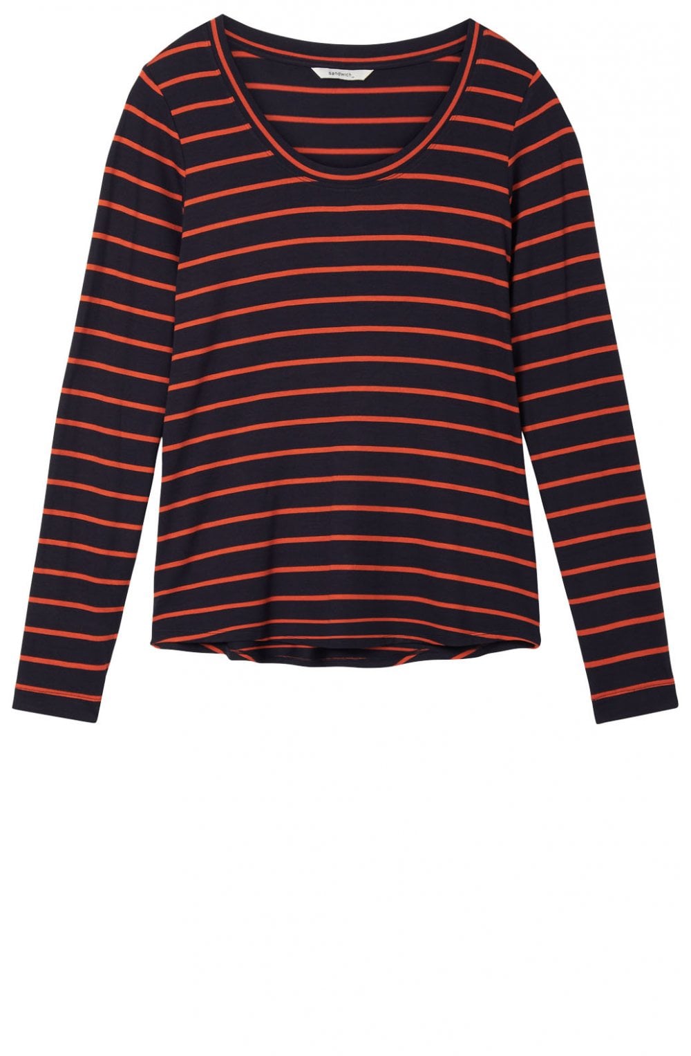 Navy & Orange Striped Top
