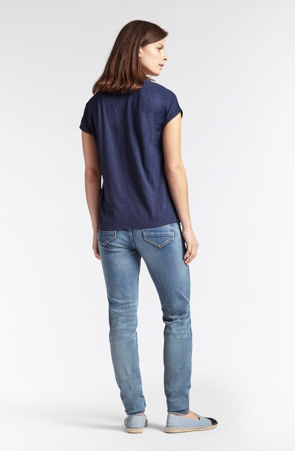 Navy Patterned Front Top