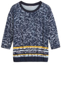 Navy Patterned Jersey Top
