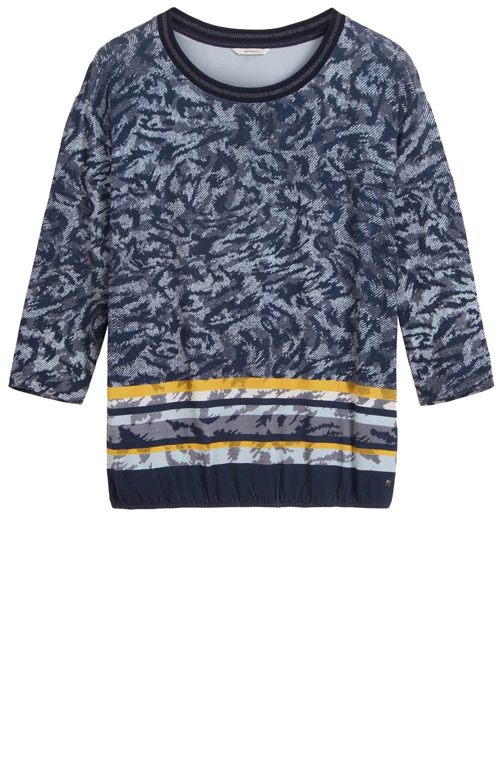 Navy Patterned Jersey Top