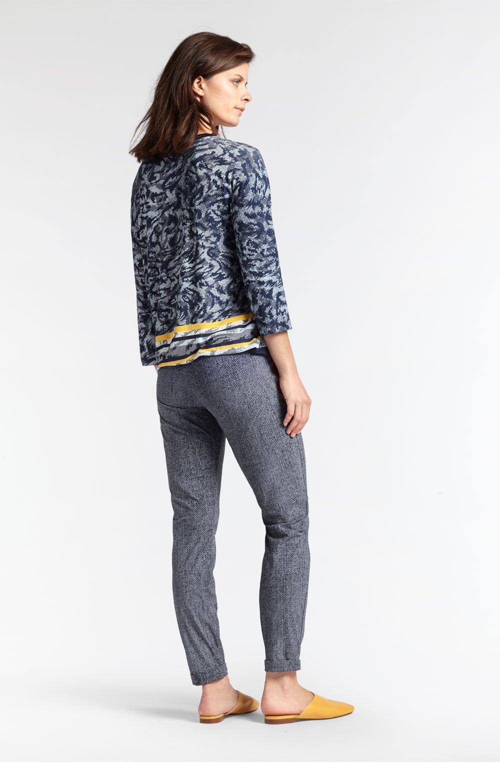 Navy Patterned Jersey Top