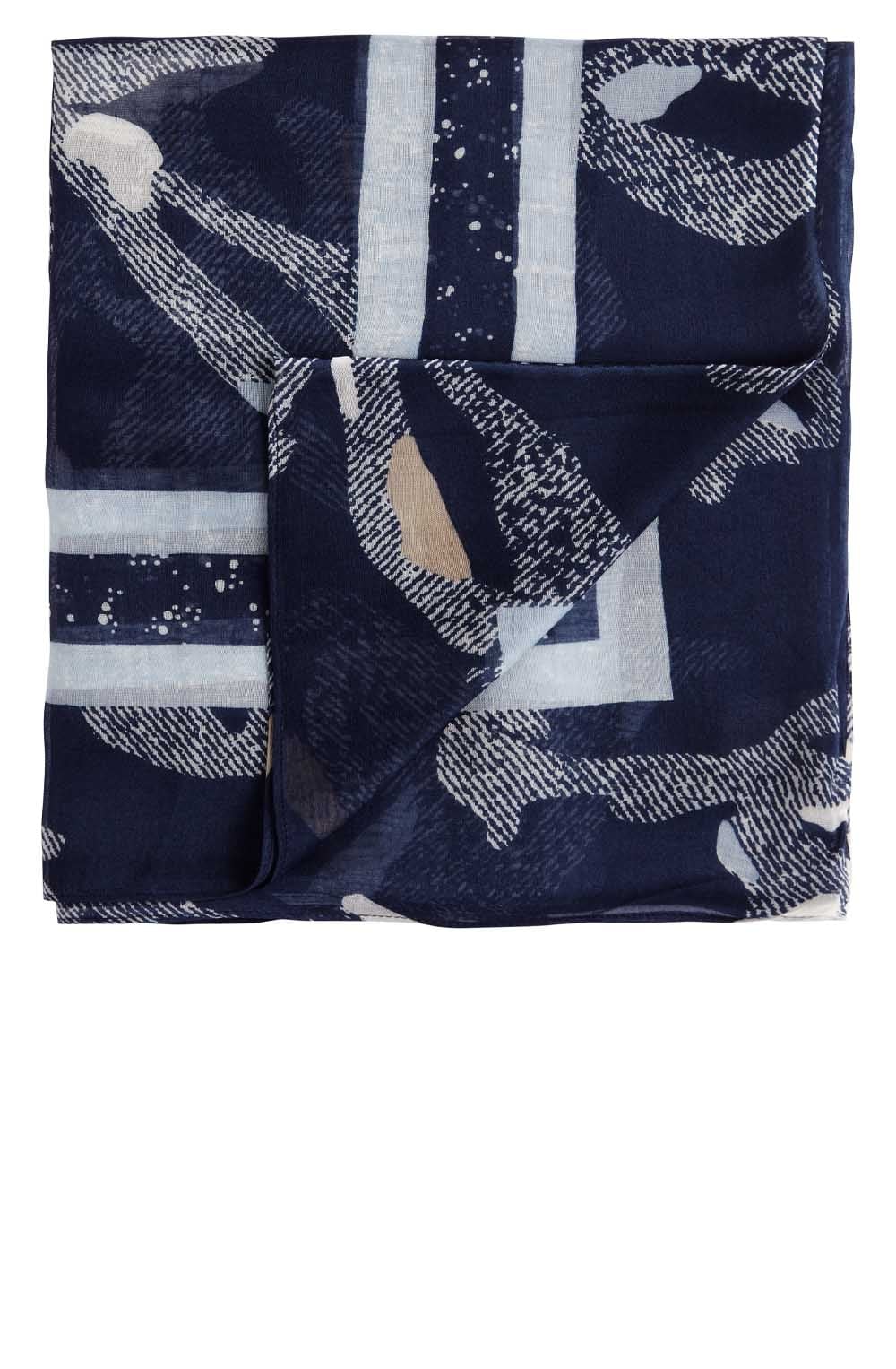 Navy Patterned Scarf