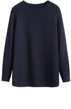 Navy Ribbed Knit Sweater