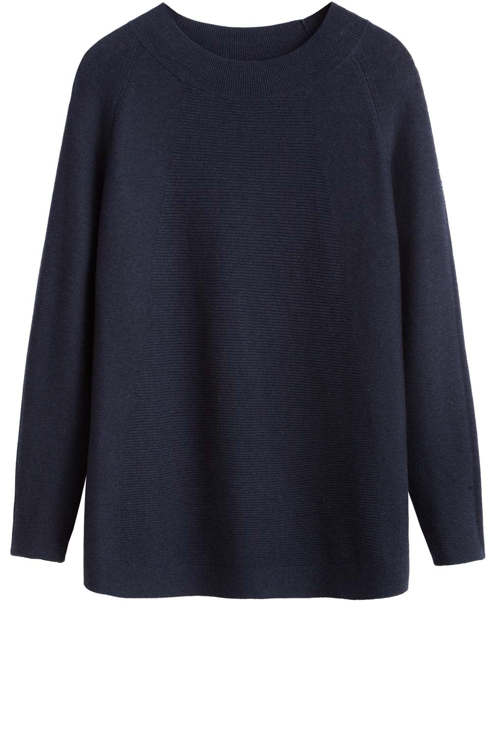 Navy Ribbed Knit Sweater