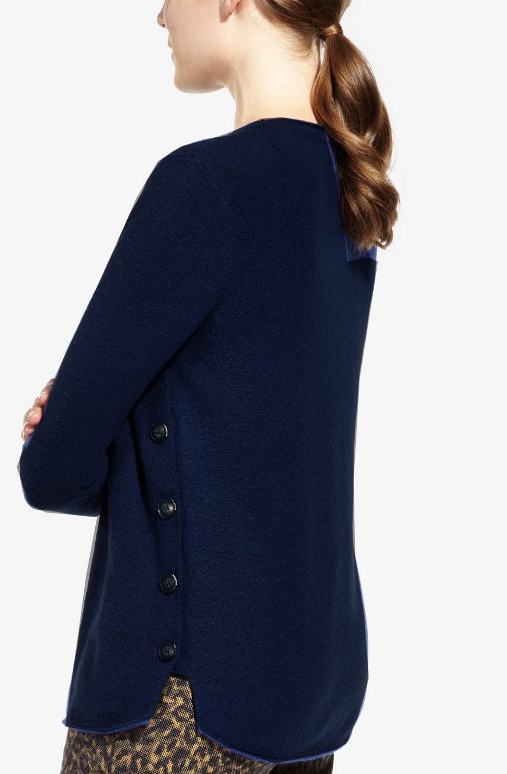 Navy Ribbed Knit Sweater