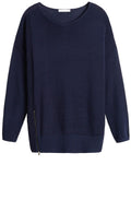 Navy Ribbed Knit Sweater