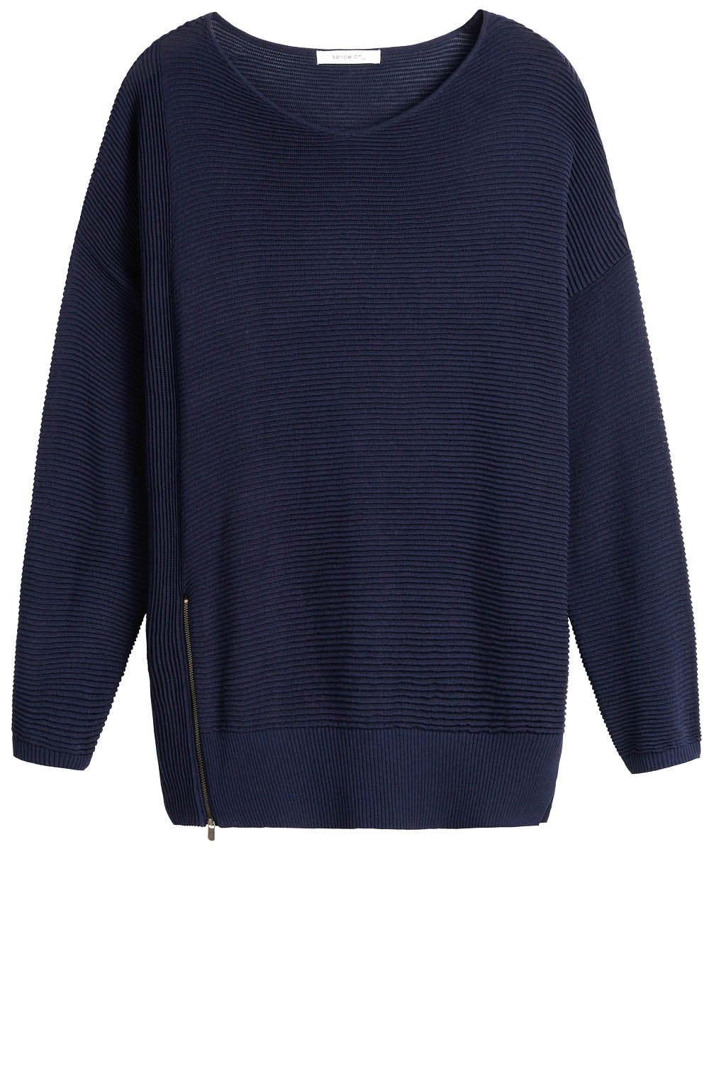 Navy Ribbed Knit Sweater