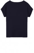 Navy Silky Front Top