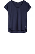 Navy Silky Front Top