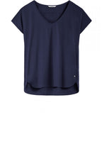Navy Silky Front Top