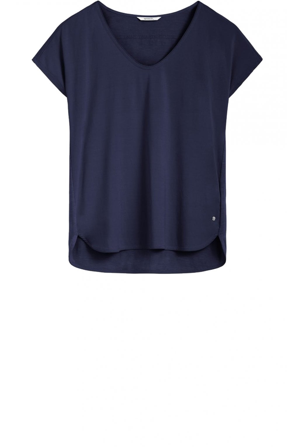 Navy Silky Front Top