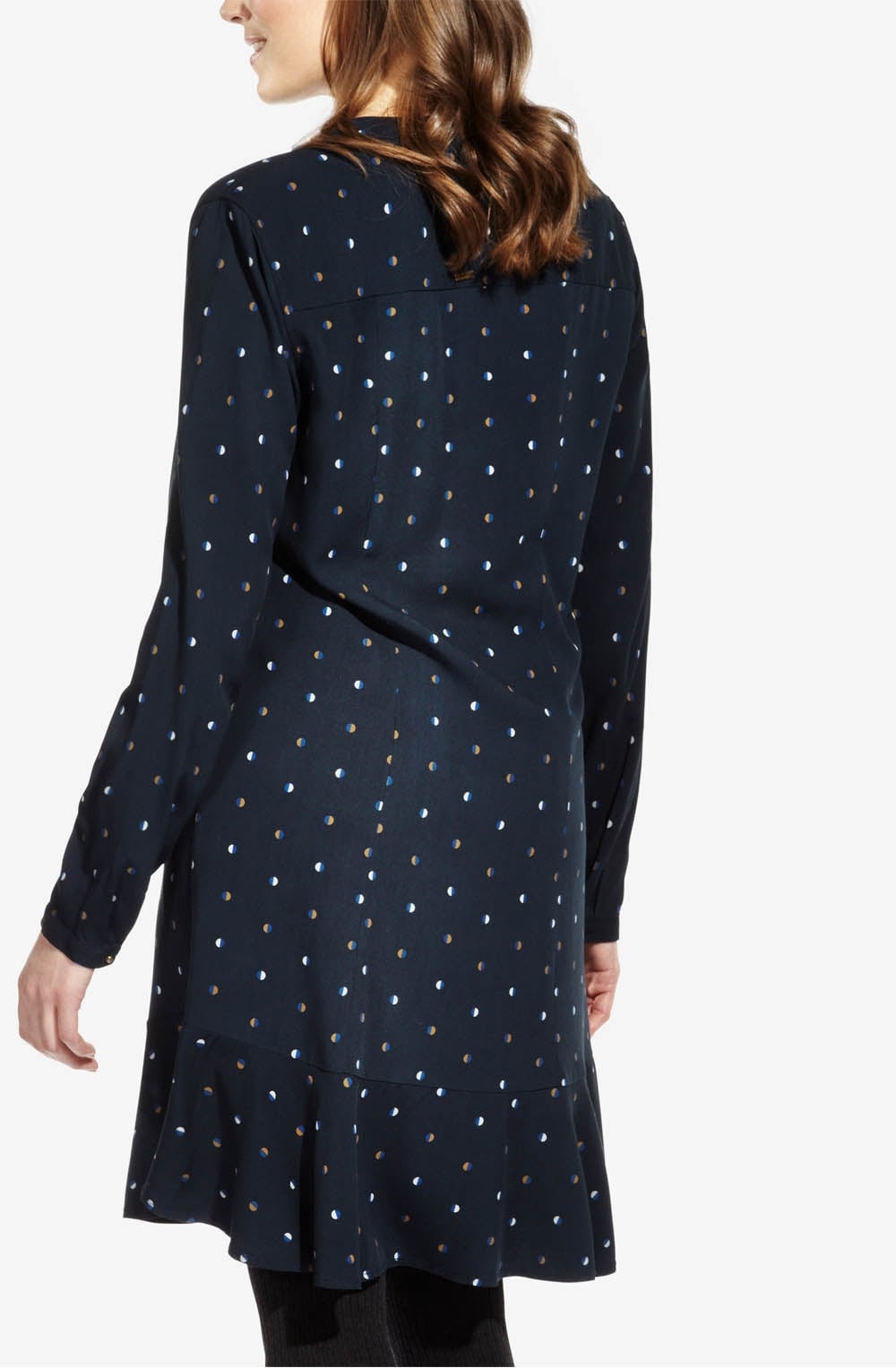 Navy Spot Print Shirt Dress