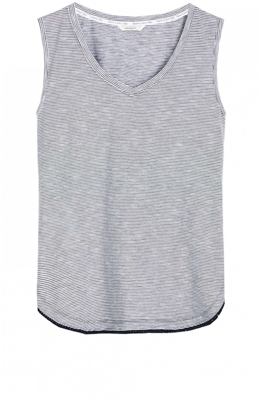 Navy & White Fine Striped Top