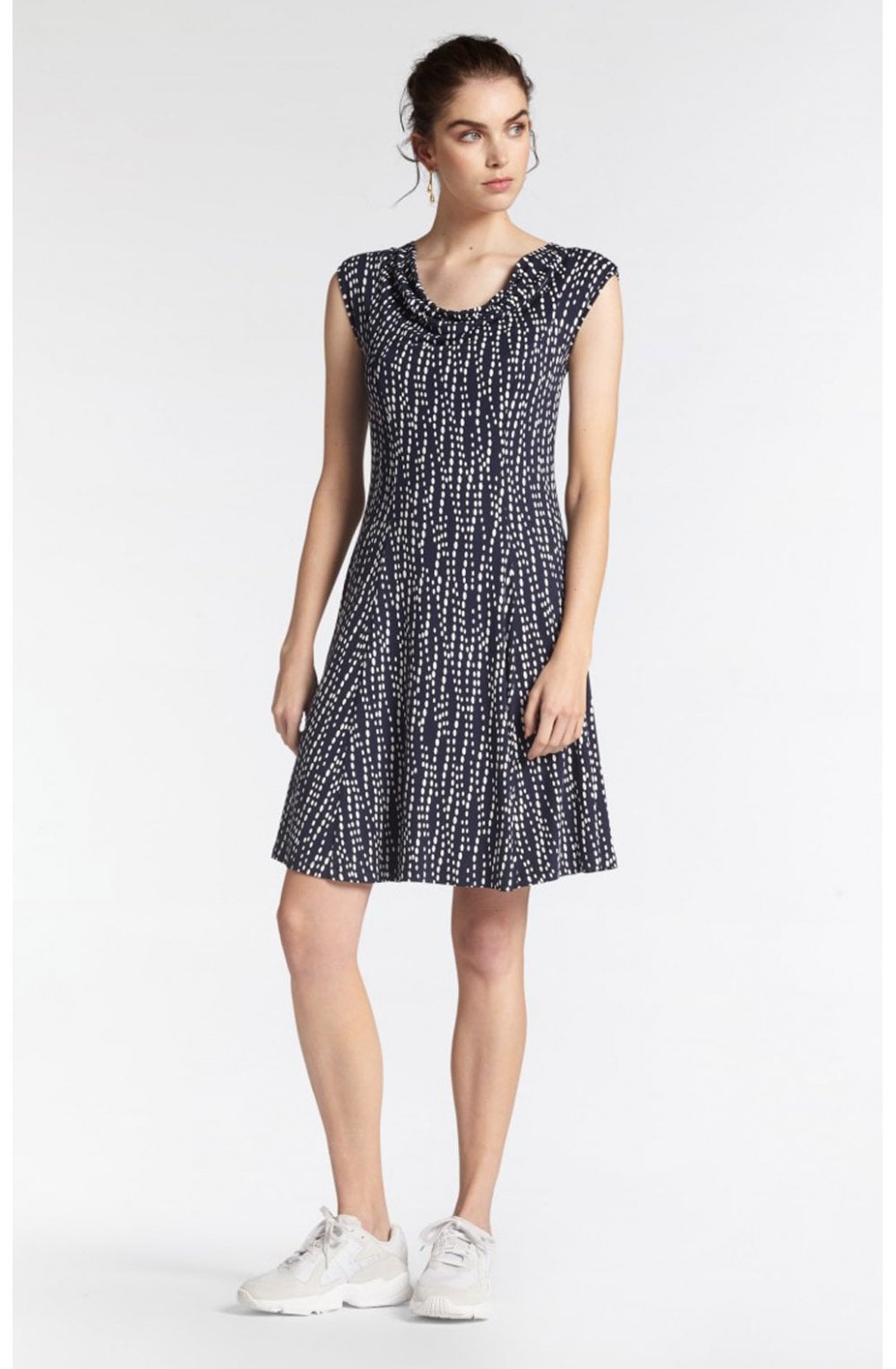Navy & White Spot Print Dress