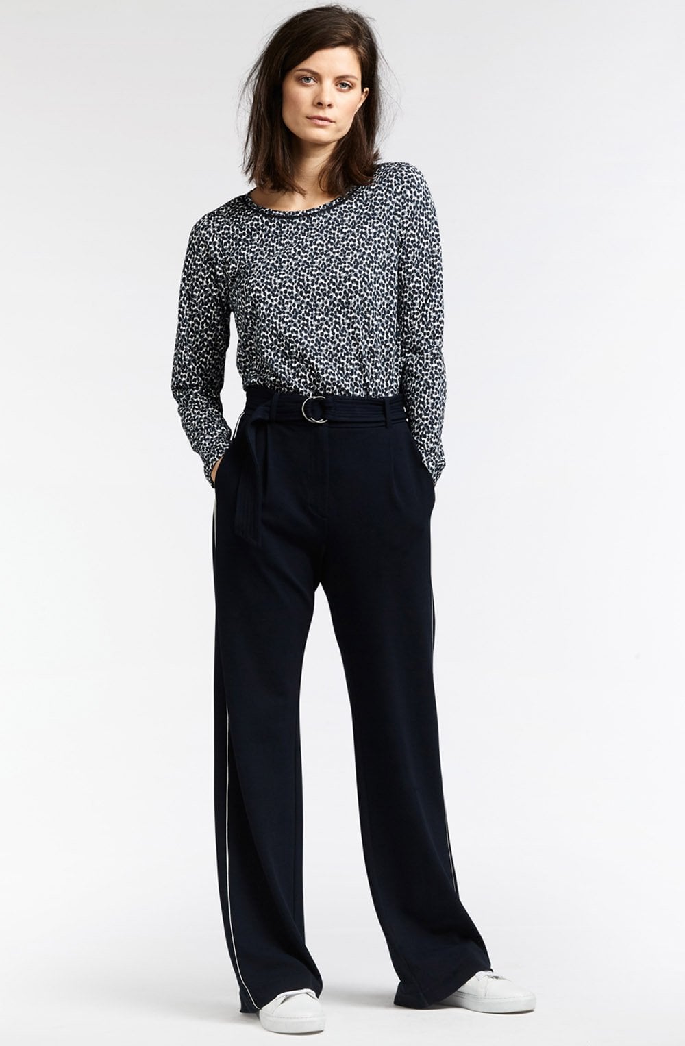 Navy & White Spot Top