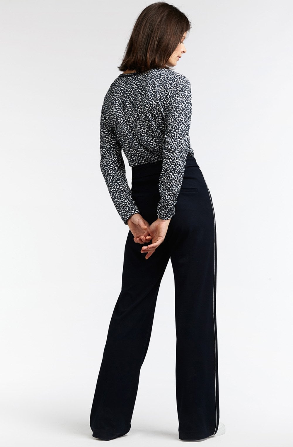 Navy & White Spot Top