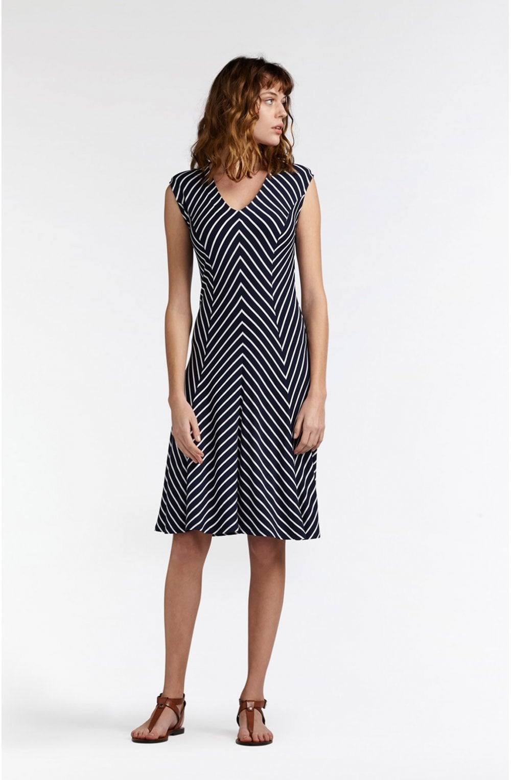 Navy & White Striped Dress
