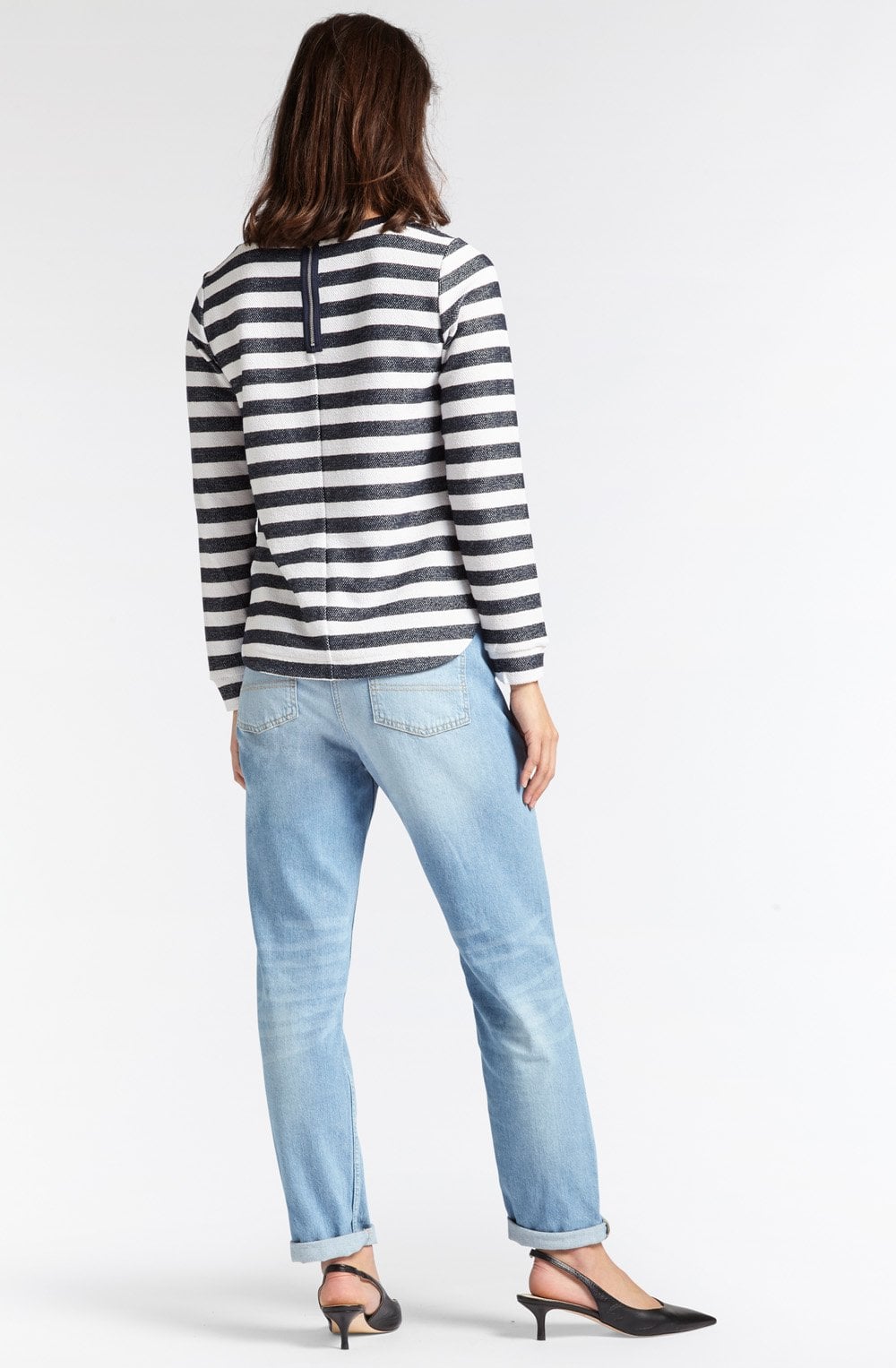 Navy & White Striped Sweatshirt