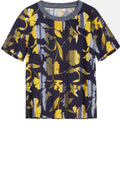 Navy & Yellow Floral Blouse