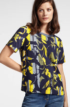 Navy & Yellow Floral Blouse