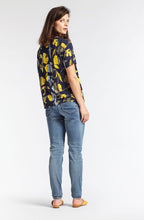 Navy & Yellow Floral Blouse