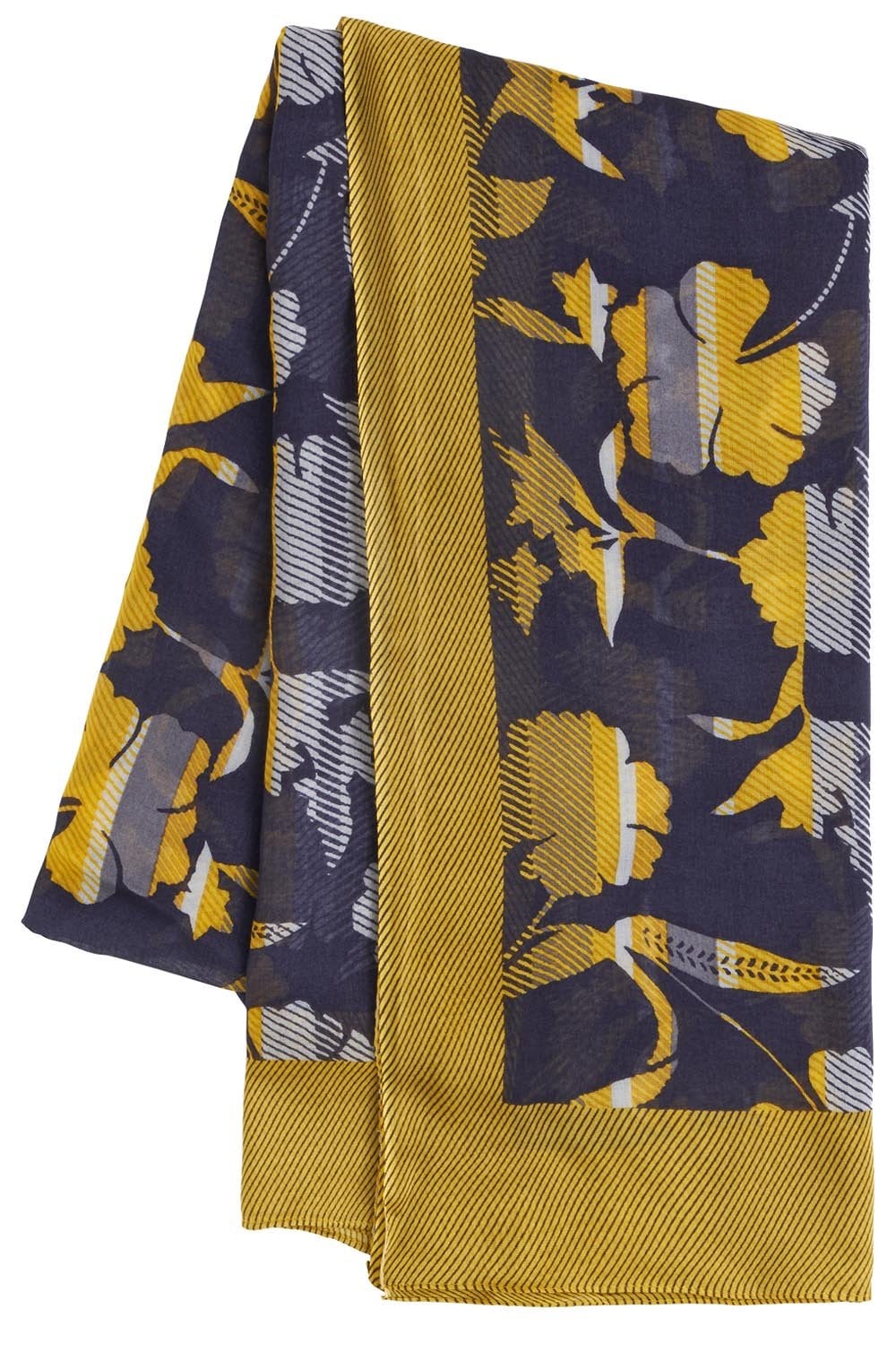 Navy & Yellow Floral Scarf