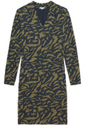 Night Sky and Khaki Bold Print Fitted Dress