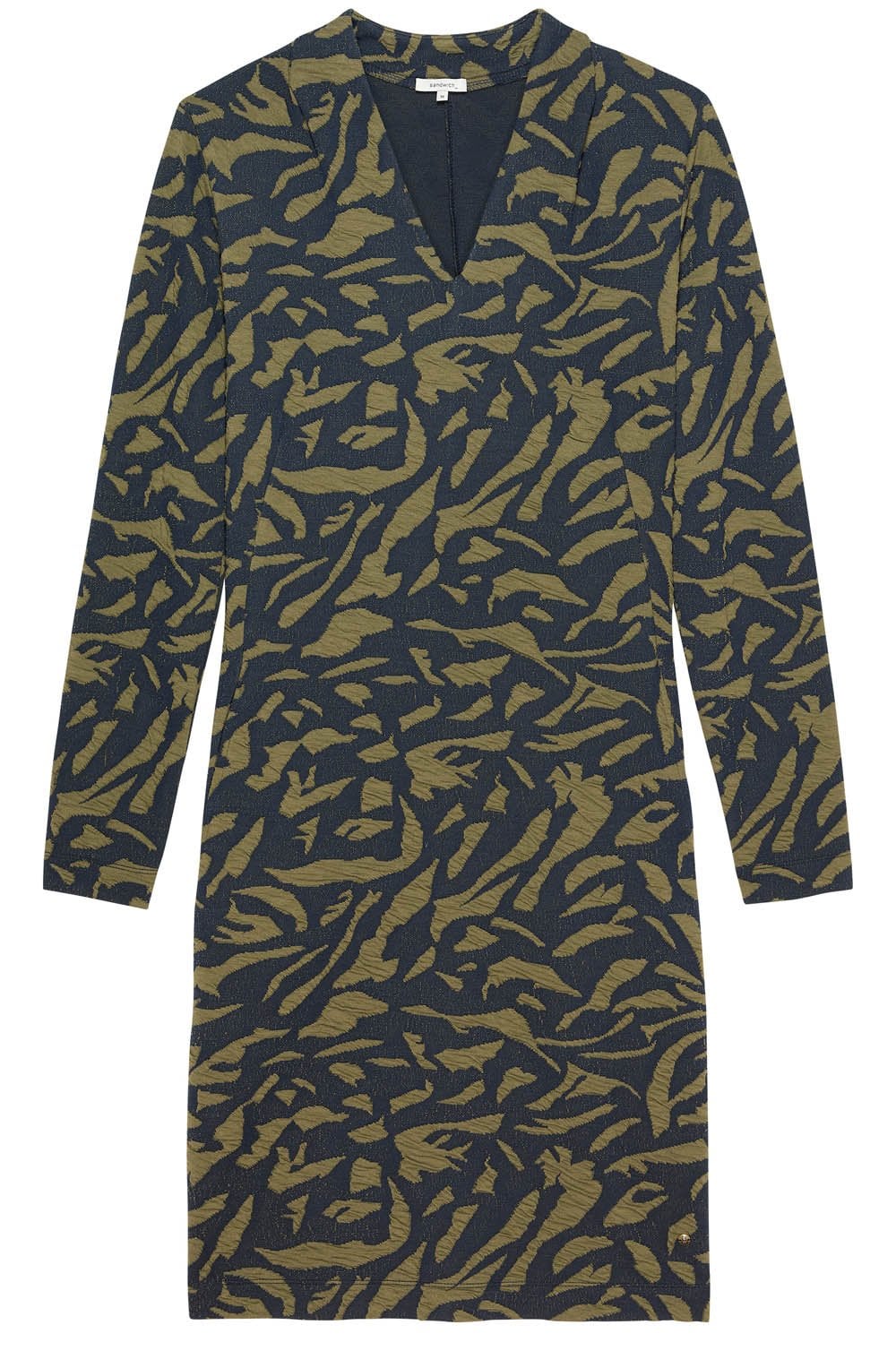 Night Sky and Khaki Bold Print Fitted Dress