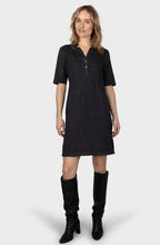 Night Sky Linen Dress With Button Details