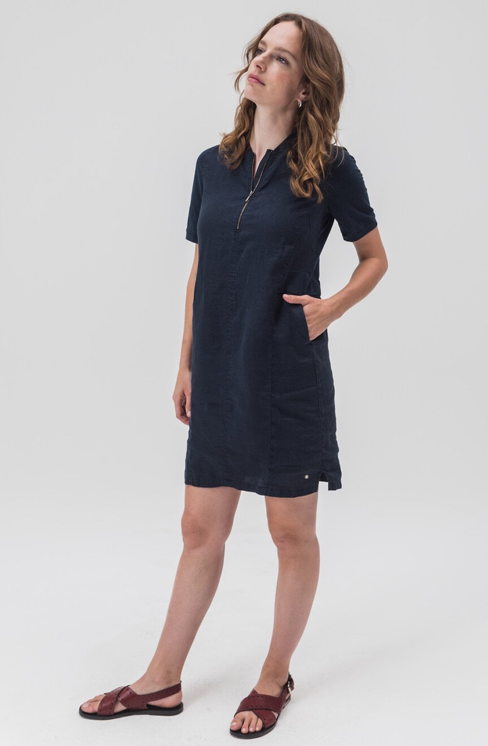 Night Sky Linen Zip Dress