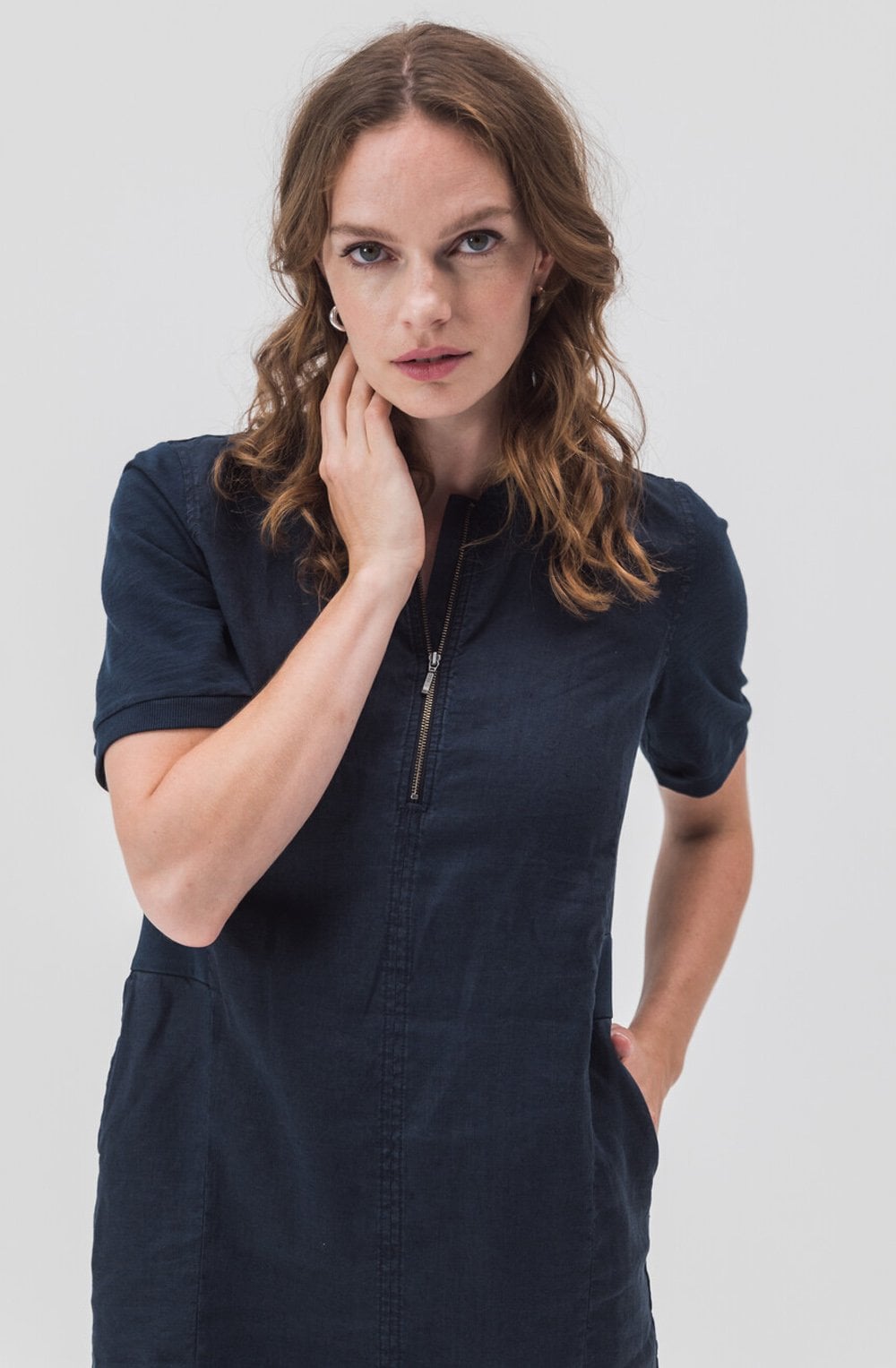 Night Sky Linen Zip Dress