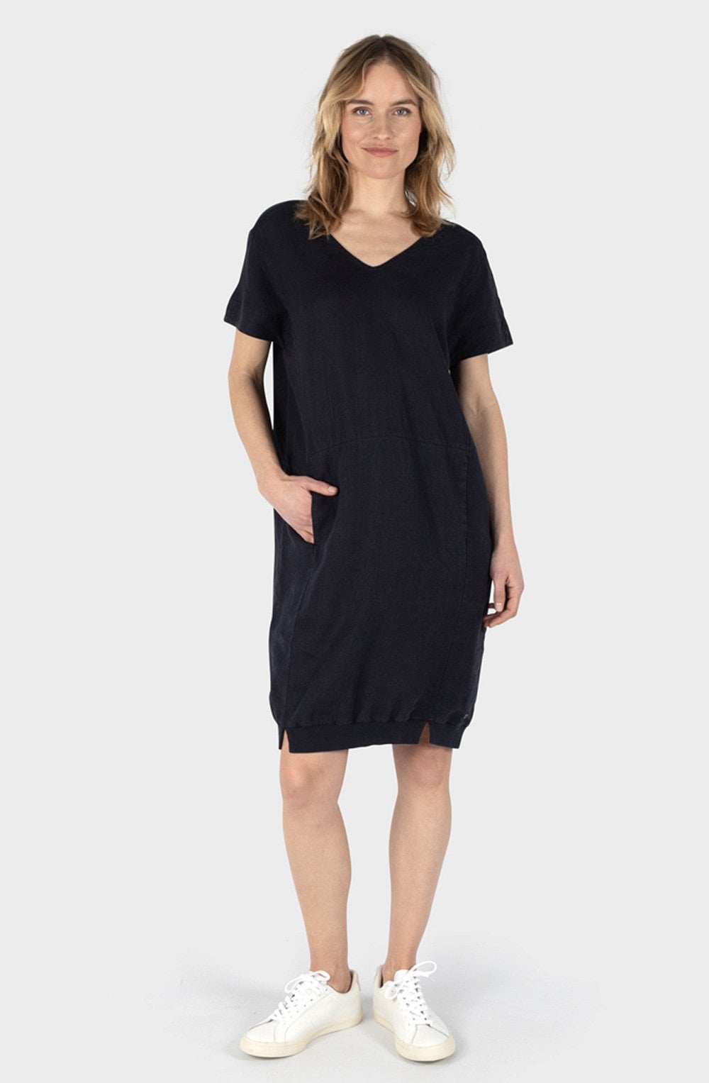 Night Sky V Neck Linen Dress