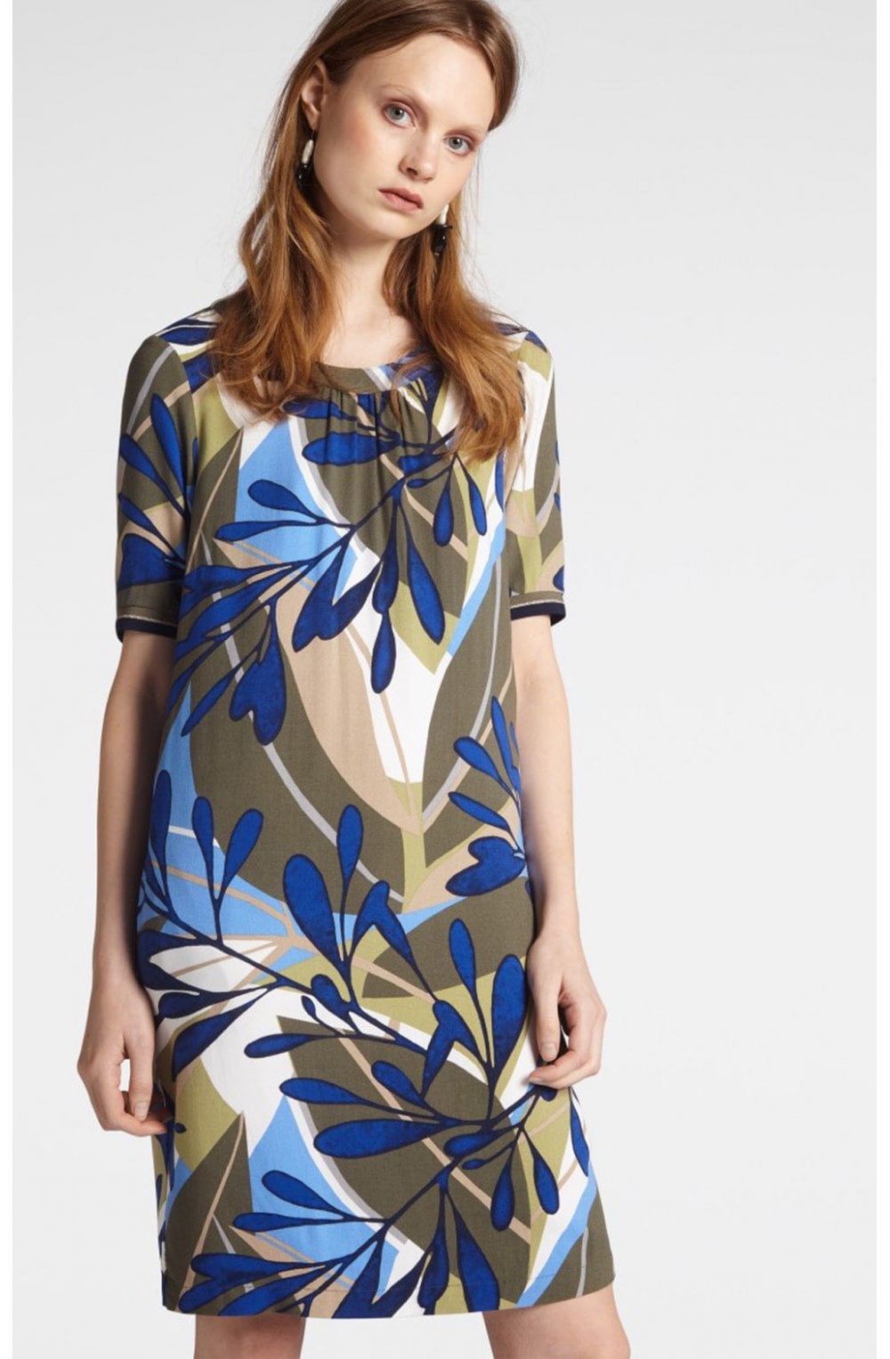 Olive Bold Print Shift Dress