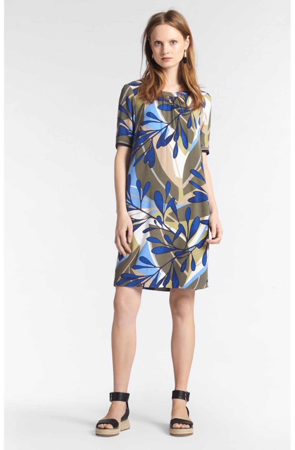 Olive Bold Print Shift Dress