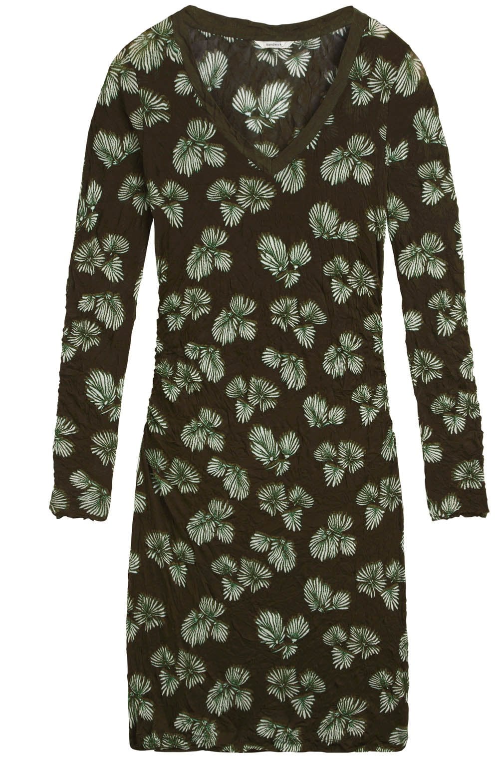 Olive Crushed Patterned Dress
