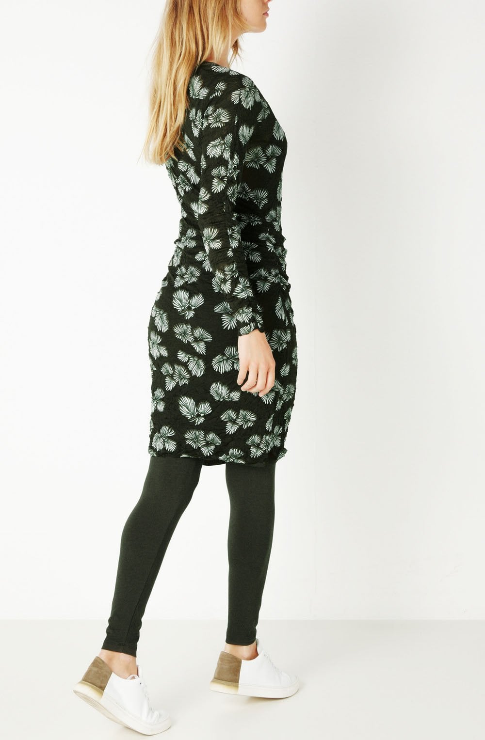 Olive Crushed Patterned Dress