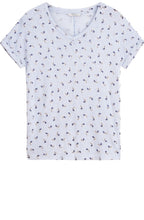 Pale Blue Floral Print T Shirt