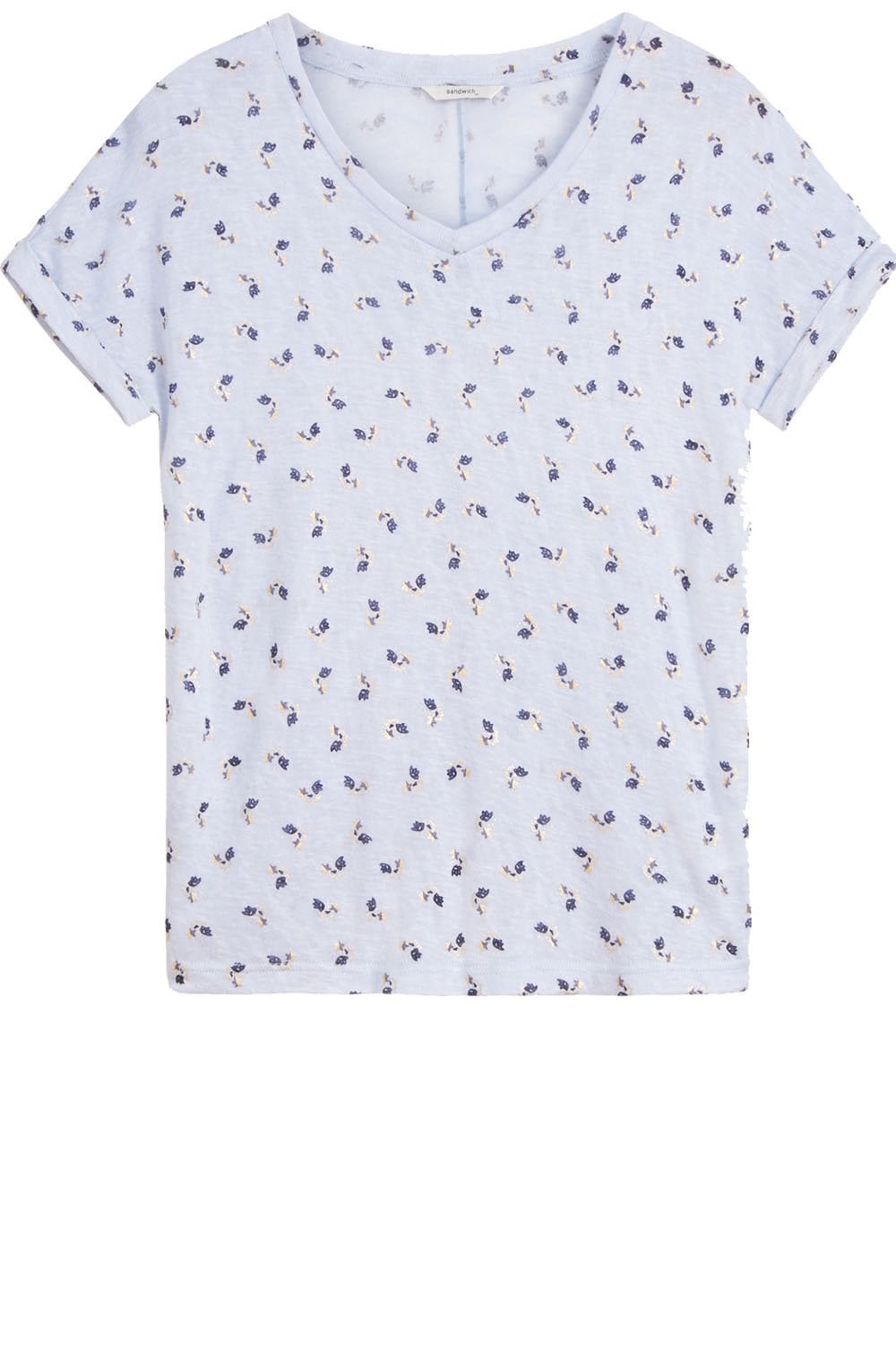 Pale Blue Floral Print T Shirt