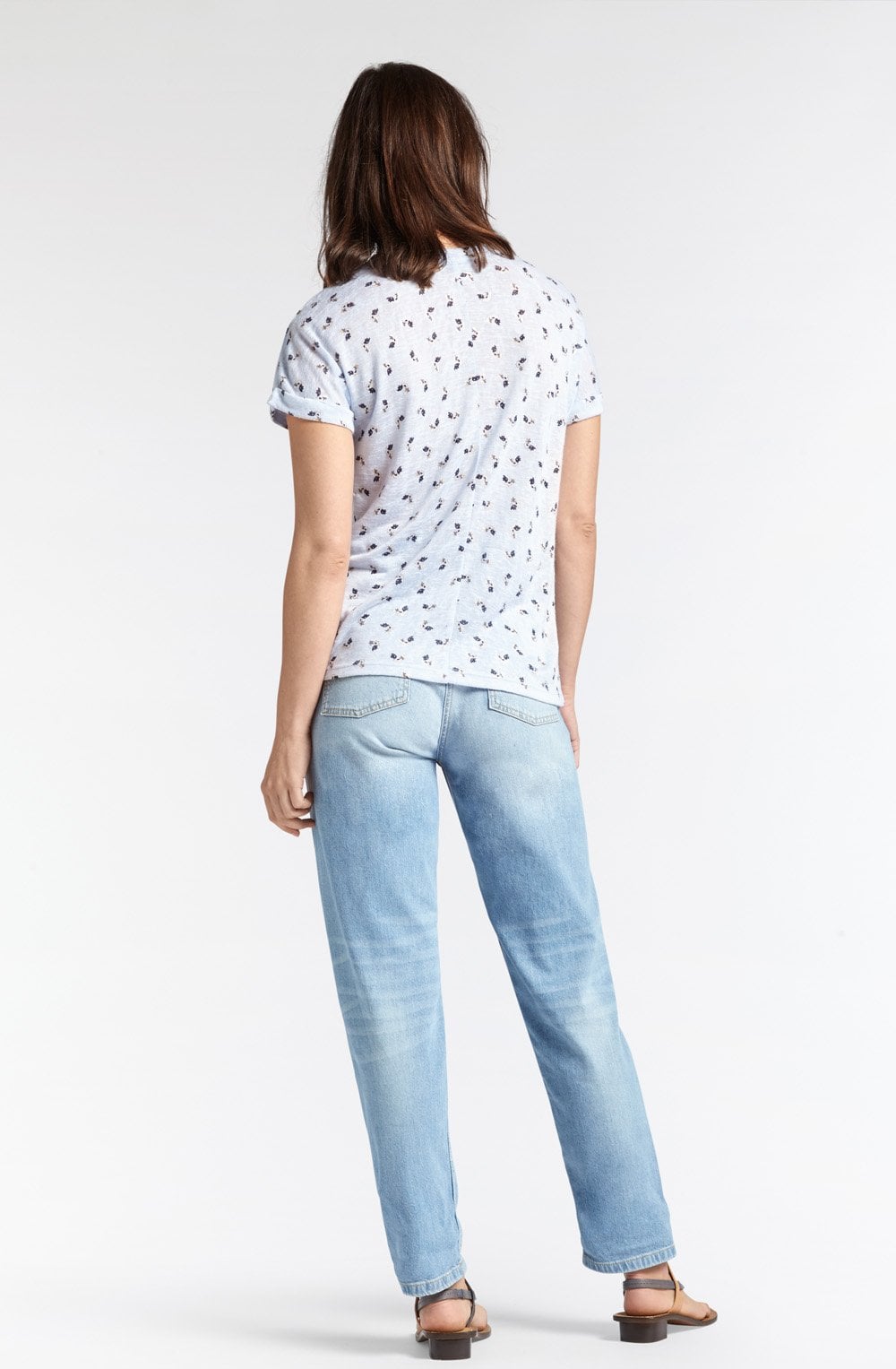 Pale Blue Floral Print T Shirt