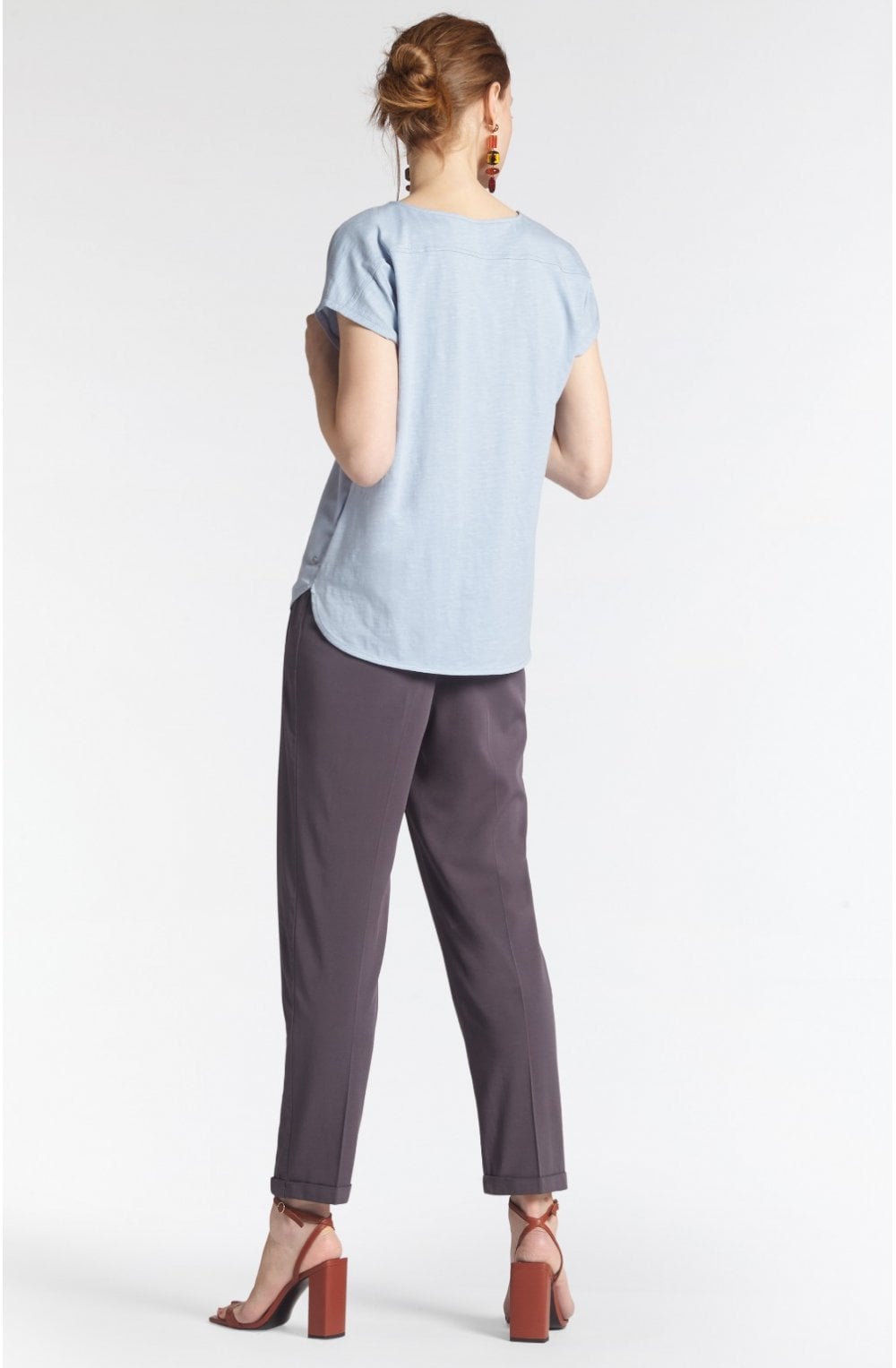 Pale Blue Silky Front Top