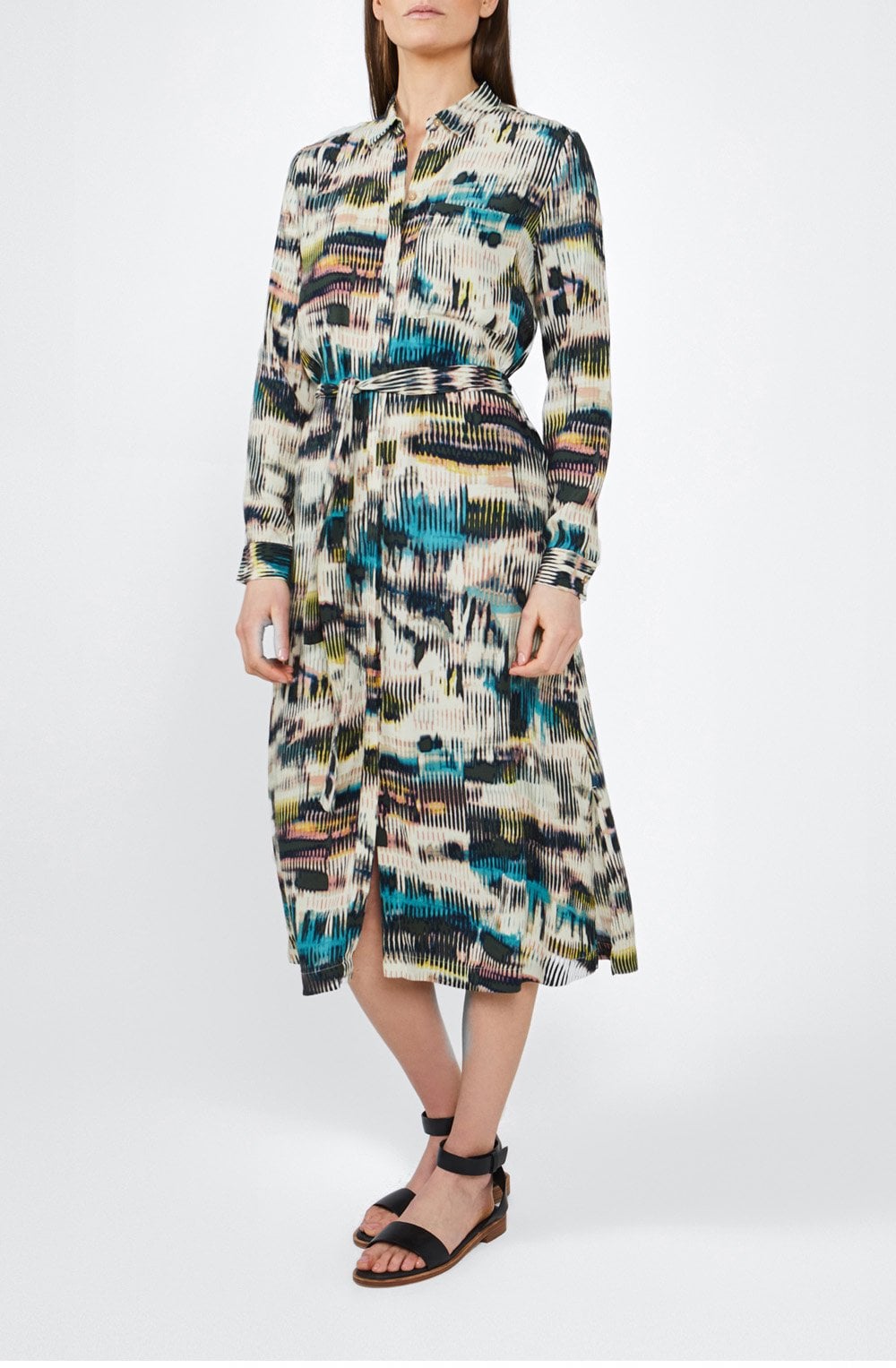 Patterned Midi Shirt Dress