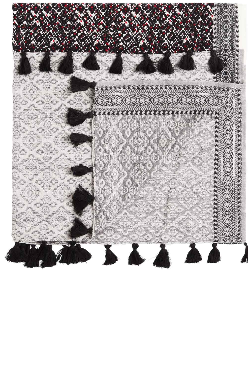Patterned Tassel Edged Scarf