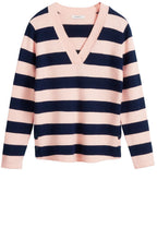 Peach & Navy Striped Sweater