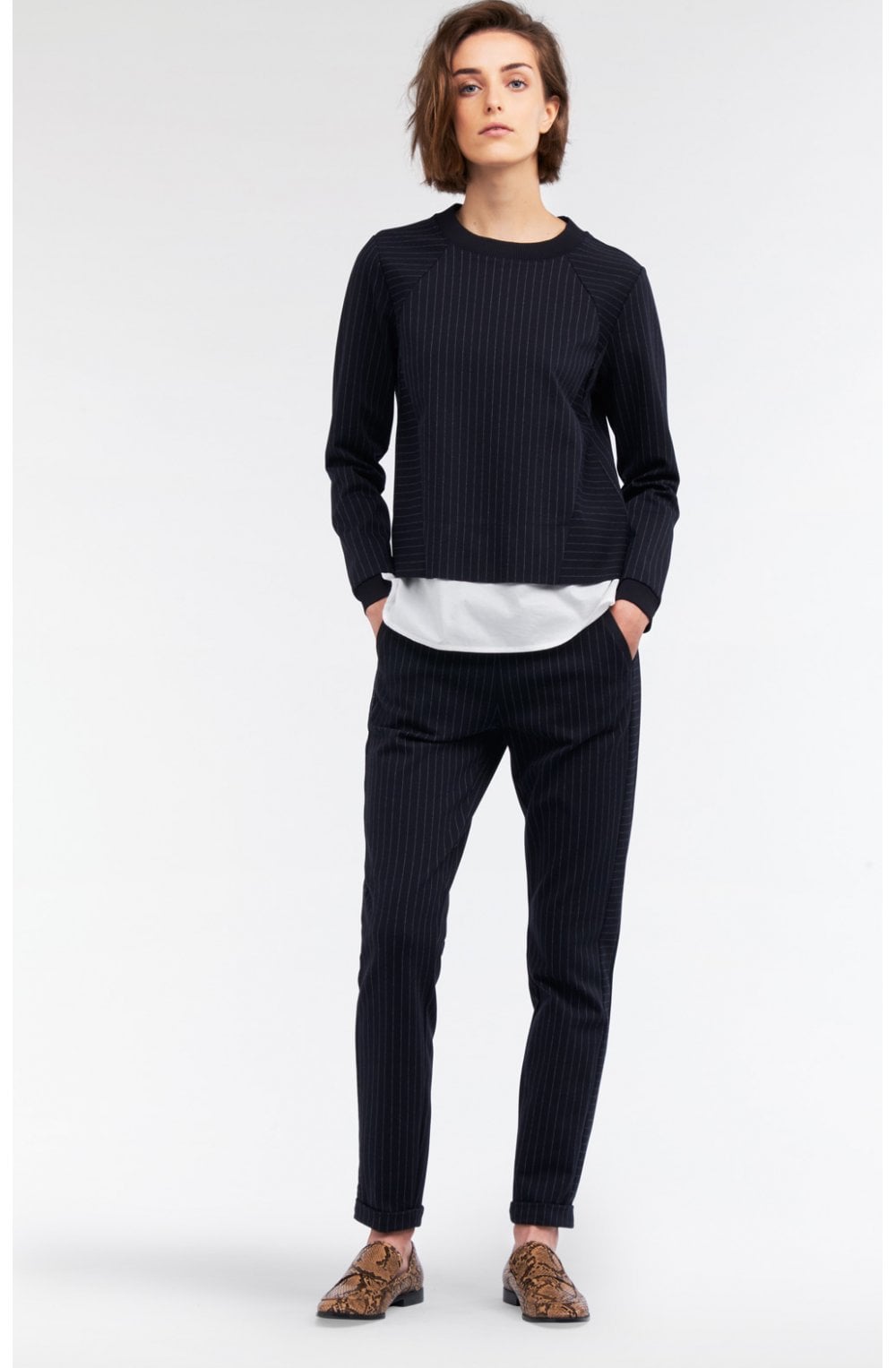 Pin Striped Layered Effect Top