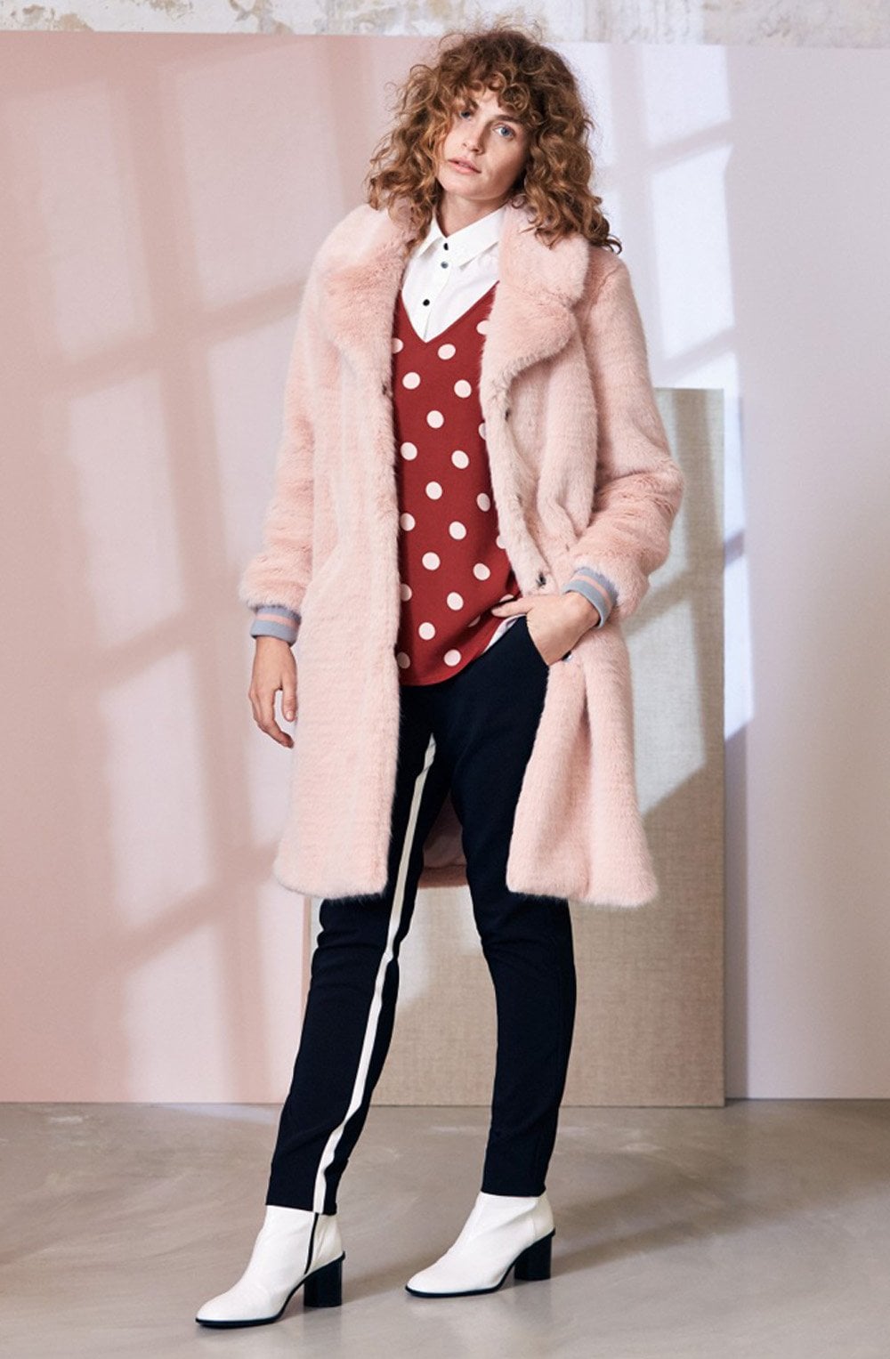 Pink Faux Fur Coat