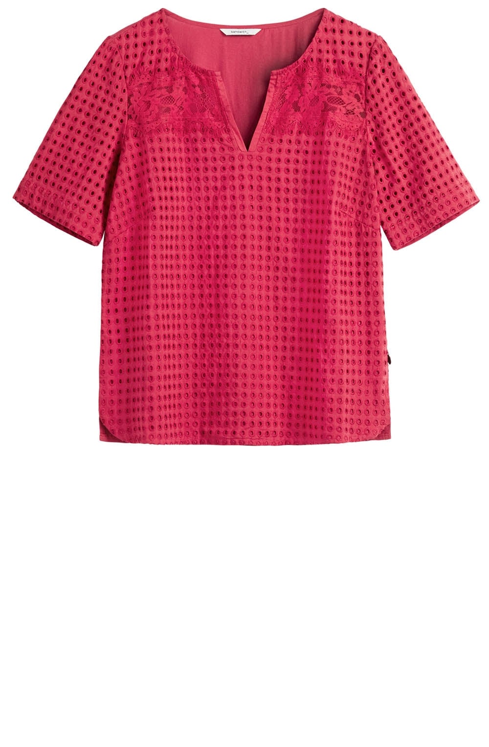 Red Lace Effect Blouse