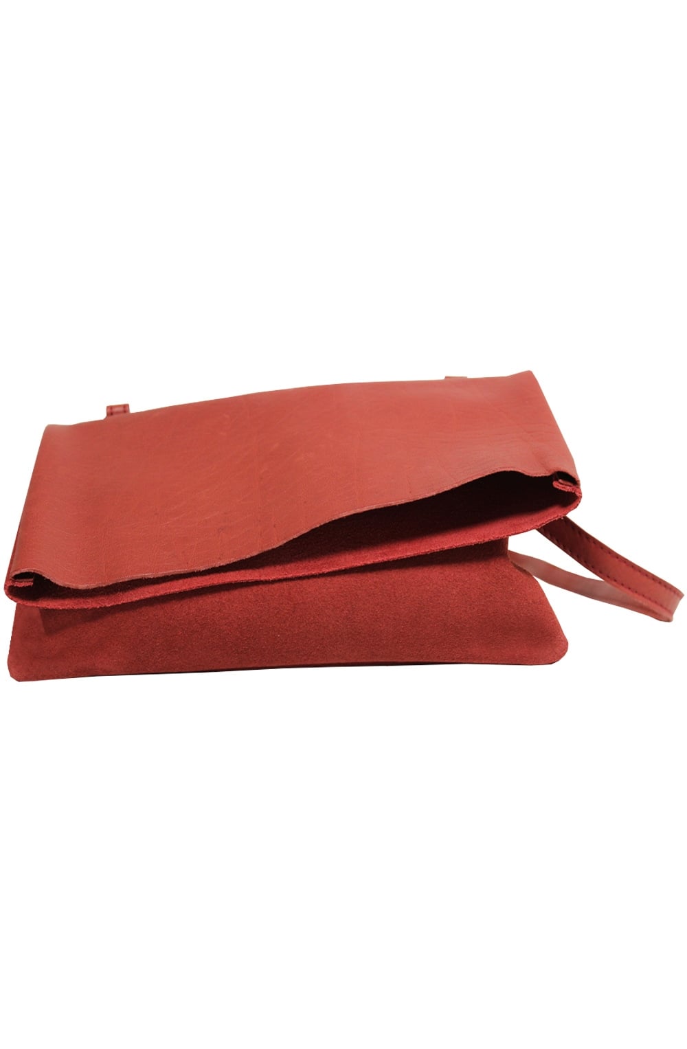 Red Leather Fold Over Bag