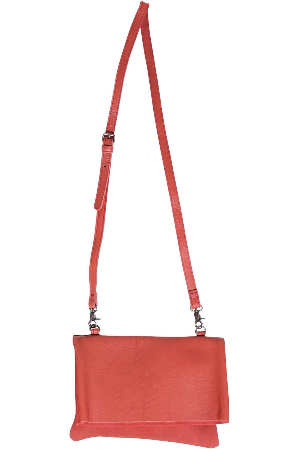 Red Leather Fold Over Bag